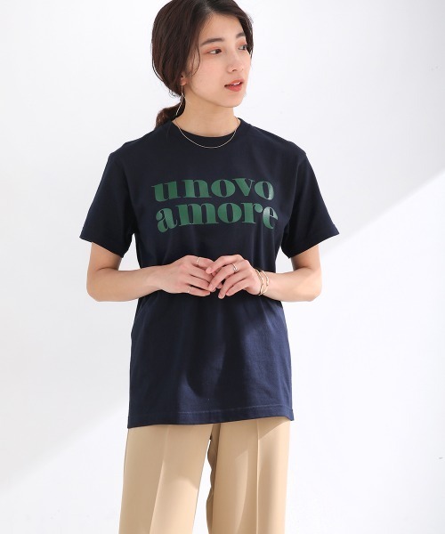 Bou Jeloud(ブージュルード)の「unovo amoreロゴTee(Tシャツ/カットソー・レディース・ネイビー/オフホワイト・FREE)」の14枚目の写真