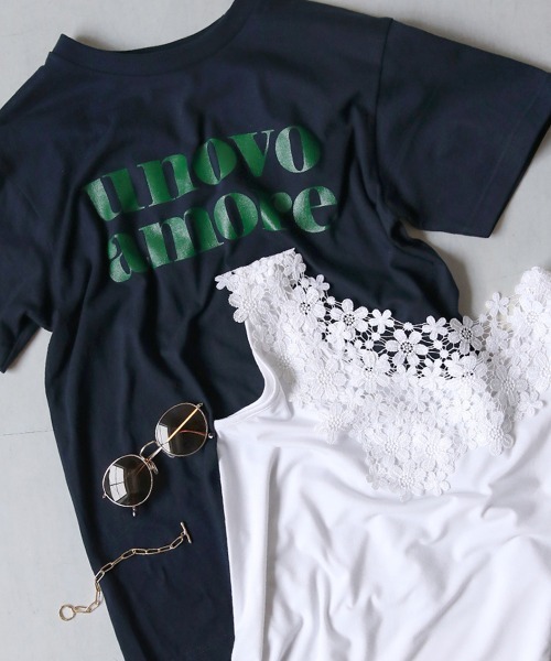 Bou Jeloud(ブージュルード)の「unovo amoreロゴTee(Tシャツ/カットソー・レディース・ネイビー/オフホワイト・FREE)」の22枚目の写真