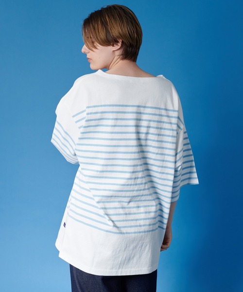 ONCILY(オンシェリー)の「PANEL BORDER BASQUE SHIRT / パネルボーダーバスクシャツ(Tシャツ/カットソー・メンズ・ライトブルー/ライトピンク/ネイビー・SMALL/LARGE/MEDIUM)」の18枚目の写真