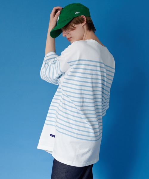 ONCILY(オンシェリー)の「PANEL BORDER BASQUE SHIRT / パネルボーダーバスクシャツ(Tシャツ/カットソー・メンズ・ライトブルー/ライトピンク/ネイビー・SMALL/LARGE/MEDIUM)」の15枚目の写真