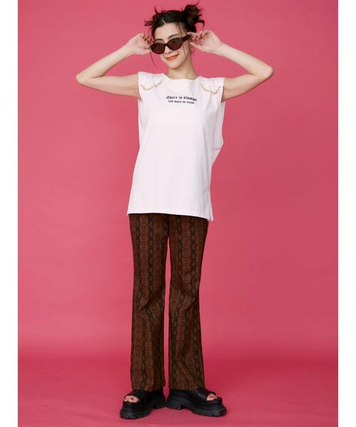 EVRIS（エヴリス）の「パイソンツイルワイドパンツ（その他パンツ・レディース・ブラウン/ベージュ・SMALL/MEDIUM）」の6枚目の写真