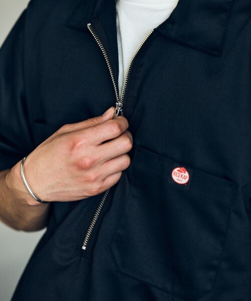 RED KAP（レッドキャップ）の「RED KAP/レッドキャップ 別注 ハーフジップ ワンポイント 半袖ワークシャツ/SP H/Z SS SHIRT（シャツ/ブラウス・メンズ・ブラック/ベージュ・MEDIUM/LARGE）」の9枚目の写真