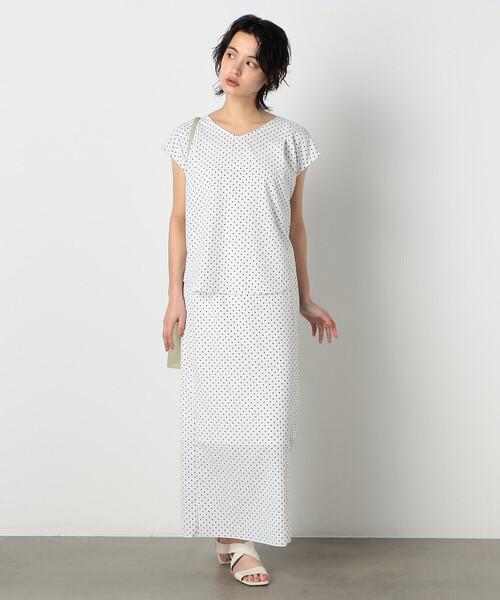 COMME CA ISM（コムサイズム）の「【洗える／セットアップ対応】ドット　前ベンツ　タイトスカート（スカート・レディース・ブラック/ホワイト・MEDIUM/LARGE）」の3枚目の写真