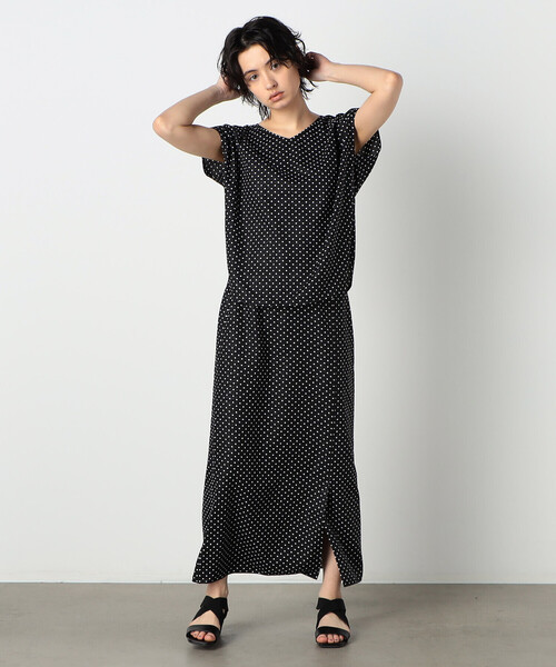 COMME CA ISM（コムサイズム）の「【洗える／セットアップ対応】ドット　前ベンツ　タイトスカート（スカート・レディース・ブラック/ホワイト・MEDIUM/LARGE）」の6枚目の写真