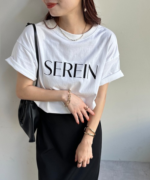 DISCOAT(ディスコート)の「【WEB限定】SEREIN刺繍ロゴTシャツ(Tシャツ/カットソー・レディース・ホワイト/チャコールグレー/ベージュ/ネイビー/ネイビー系1/ホワイト×シルバー/グレー系その他・FREE)」の16枚目の写真