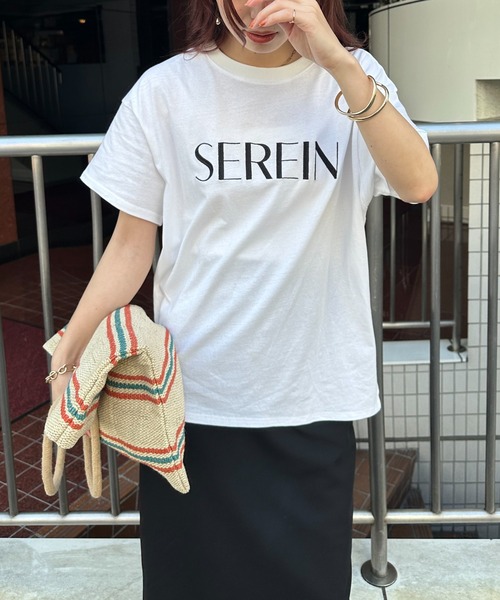 DISCOAT(ディスコート)の「【WEB限定】SEREIN刺繍ロゴTシャツ(Tシャツ/カットソー・レディース・ホワイト/チャコールグレー/ベージュ/ネイビー/ネイビー系1/ホワイト×シルバー/グレー系その他・FREE)」の21枚目の写真