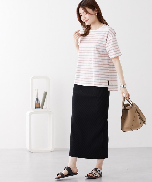 nissen(ニッセン)の「ボーダーTシャツ【丈夫でよれにくい・UVカット】(Tシャツ/カットソー・レディース・ピンク/イエロー/サックスブルー/ネイビー・L/LL/M)」の22枚目の写真