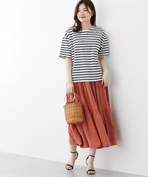 nissen(ニッセン)の「ボーダーTシャツ【丈夫でよれにくい・UVカット】(Tシャツ/カットソー・レディース・ピンク/イエロー/サックスブルー/ネイビー・L/LL/M)」の21枚目の写真