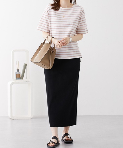 nissen(ニッセン)の「ボーダーTシャツ【丈夫でよれにくい・UVカット】(Tシャツ/カットソー・レディース・ピンク/イエロー/サックスブルー/ネイビー・L/LL/M)」の14枚目の写真