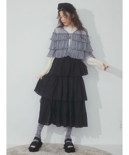 merry jenny（メリージェニー）の「シアーチュールボレロ（カーディガン/ボレロ・レディース・アイボリー/ブルー/ブラック・FREE）」の4枚目の写真