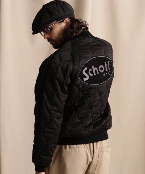 schott（ショット）の「【WEB LIMITED】Schott/ショット/ ONIONQUILTED JACKET OVAL CHENILLE LOGO/オーバルシニール オニオンキルトジャケット（ブルゾン・メンズ・ブラック/ネイビー/チャコールグレー・M/2XL/XL/L）」の5枚目の写真