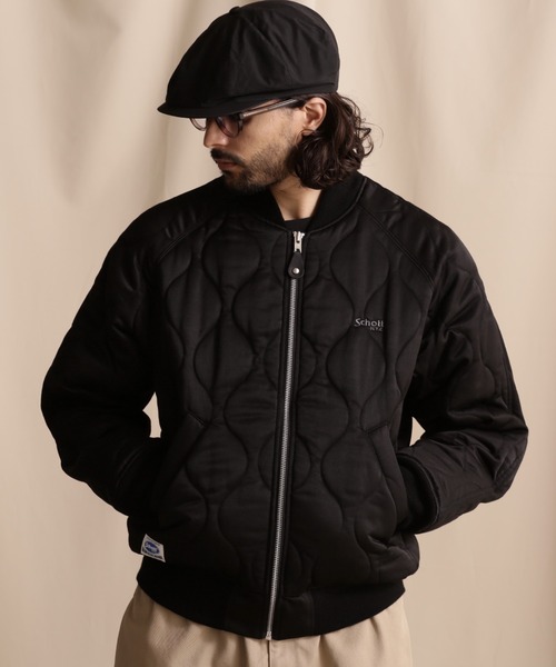 schott（ショット）の「【WEB LIMITED】Schott/ショット/ ONIONQUILTED JACKET OVAL CHENILLE LOGO/オーバルシニール オニオンキルトジャケット（ブルゾン・メンズ・ブラック/ネイビー/チャコールグレー・M/2XL/XL/L）」の4枚目の写真