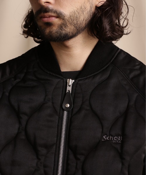 schott（ショット）の「【WEB LIMITED】Schott/ショット/ ONIONQUILTED JACKET OVAL CHENILLE LOGO/オーバルシニール オニオンキルトジャケット（ブルゾン・メンズ・ブラック/ネイビー/チャコールグレー・M/2XL/XL/L）」の12枚目の写真