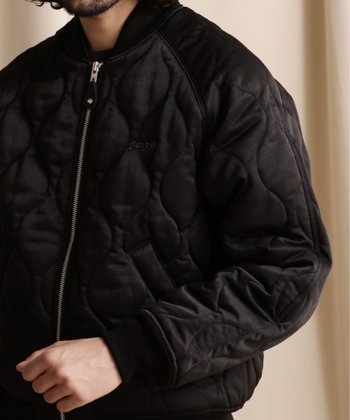 schott（ショット）の「【WEB LIMITED】Schott/ショット/ ONIONQUILTED JACKET OVAL CHENILLE LOGO/オーバルシニール オニオンキルトジャケット（ブルゾン・メンズ・ブラック/ネイビー/チャコールグレー・M/2XL/XL/L）」の13枚目の写真