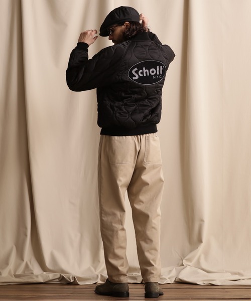 schott（ショット）の「【WEB LIMITED】Schott/ショット/ ONIONQUILTED JACKET OVAL CHENILLE LOGO/オーバルシニール オニオンキルトジャケット（ブルゾン・メンズ・ブラック/ネイビー/チャコールグレー・M/2XL/XL/L）」の16枚目の写真