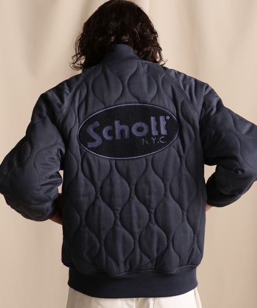 schott（ショット）の「【WEB LIMITED】Schott/ショット/ ONIONQUILTED JACKET OVAL CHENILLE LOGO/オーバルシニール オニオンキルトジャケット（ブルゾン・メンズ・ブラック/ネイビー/チャコールグレー・M/2XL/XL/L）」の9枚目の写真