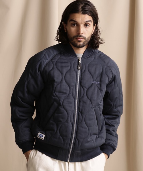 schott（ショット）の「【WEB LIMITED】Schott/ショット/ ONIONQUILTED JACKET OVAL CHENILLE LOGO/オーバルシニール オニオンキルトジャケット（ブルゾン・メンズ・ブラック/ネイビー/チャコールグレー・M/2XL/XL/L）」の8枚目の写真