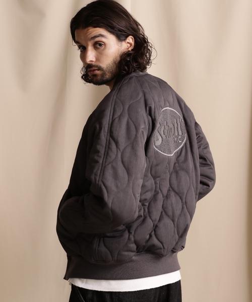 schott（ショット）の「【WEB LIMITED】Schott/ショット/ ONIONQUILTED JACKET OVAL CHENILLE LOGO/オーバルシニール オニオンキルトジャケット（ブルゾン・メンズ・ブラック/ネイビー/チャコールグレー・M/2XL/XL/L）」の7枚目の写真