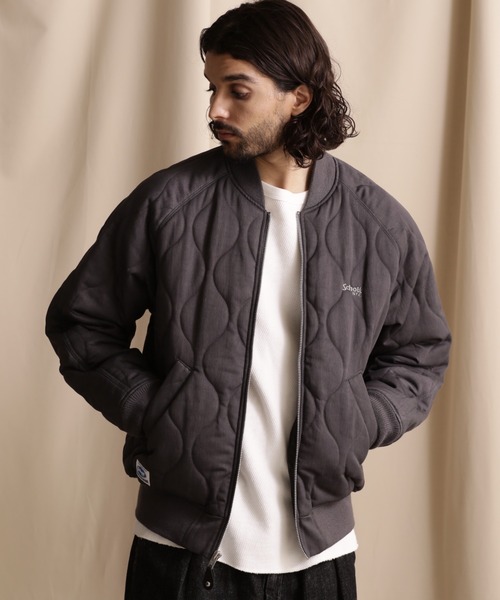schott（ショット）の「【WEB LIMITED】Schott/ショット/ ONIONQUILTED JACKET OVAL CHENILLE LOGO/オーバルシニール オニオンキルトジャケット（ブルゾン・メンズ・ブラック/ネイビー/チャコールグレー・M/2XL/XL/L）」の6枚目の写真
