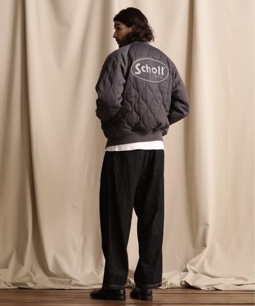 schott（ショット）の「【WEB LIMITED】Schott/ショット/ ONIONQUILTED JACKET OVAL CHENILLE LOGO/オーバルシニール オニオンキルトジャケット（ブルゾン・メンズ・ブラック/ネイビー/チャコールグレー・M/2XL/XL/L）」の18枚目の写真
