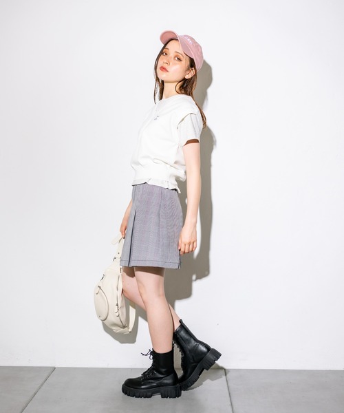 OLIVE des OLIVE（オリーブデオリーブ）の「ワンポイント刺繍ニットベスト　1032050070（ベスト・レディース・ネイビー/オフホワイト/トップグレー・FREE）」の6枚目の写真