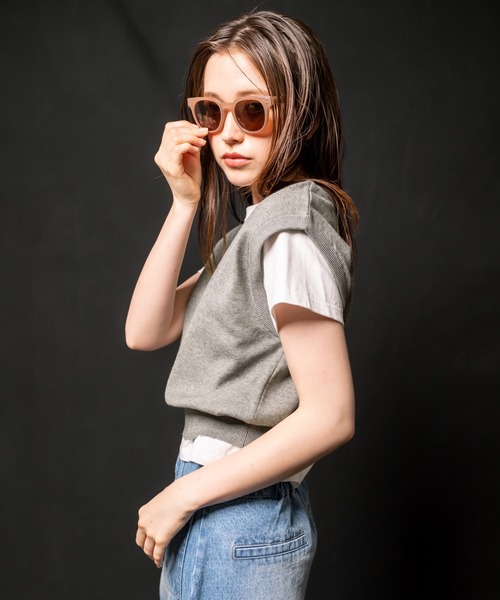 OLIVE des OLIVE（オリーブデオリーブ）の「ワンポイント刺繍ニットベスト　1032050070（ベスト・レディース・ネイビー/オフホワイト/トップグレー・FREE）」の20枚目の写真