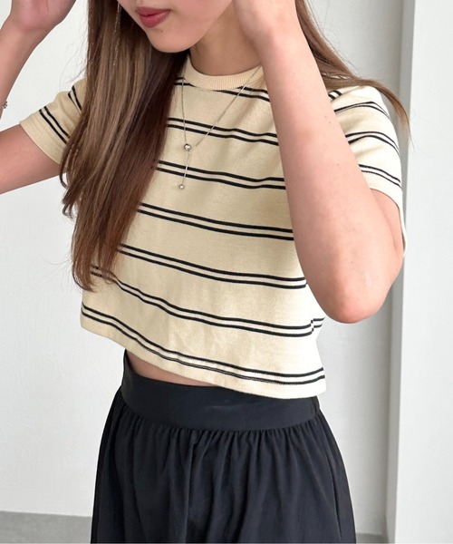 apres jour mignon(アプレジュールミニョン)の「マルチボーダーショートTシャツ【ZOZOTOWN限定アイテム】(Tシャツ/カットソー・レディース・オフホワイト/ブラック/アイボリー・X-LARGE/フリー)」の16枚目の写真