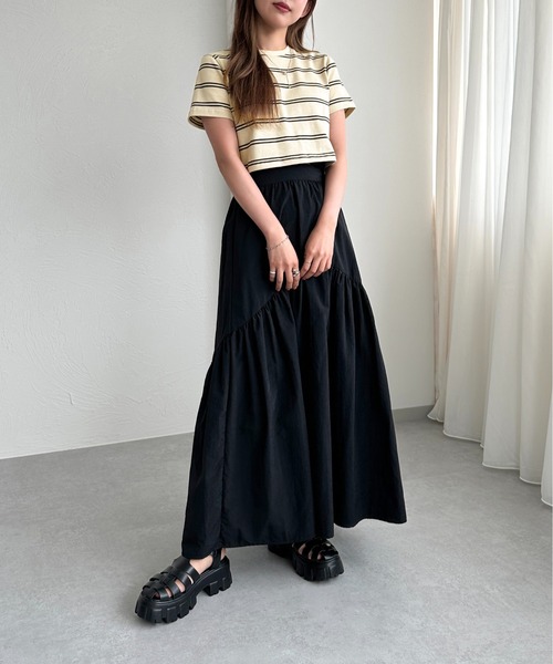 apres jour mignon(アプレジュールミニョン)の「マルチボーダーショートTシャツ【ZOZOTOWN限定アイテム】(Tシャツ/カットソー・レディース・オフホワイト/ブラック/アイボリー・X-LARGE/フリー)」の19枚目の写真