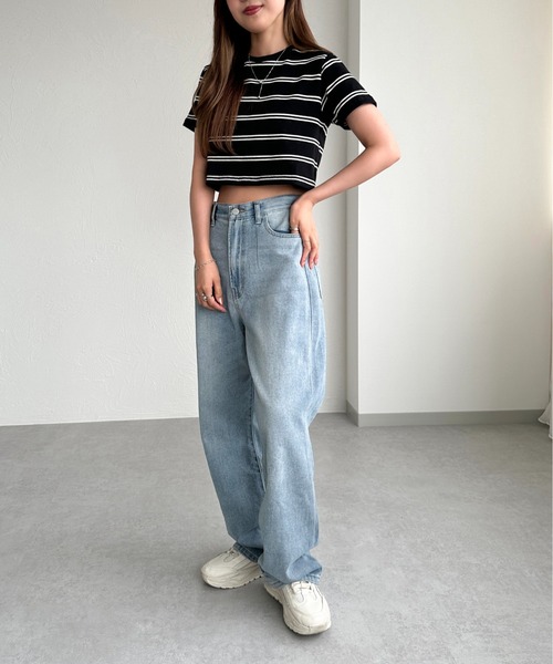 apres jour mignon(アプレジュールミニョン)の「マルチボーダーショートTシャツ【ZOZOTOWN限定アイテム】(Tシャツ/カットソー・レディース・オフホワイト/ブラック/アイボリー・X-LARGE/フリー)」の17枚目の写真