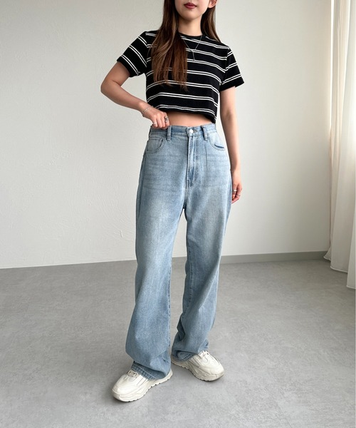 apres jour mignon(アプレジュールミニョン)の「マルチボーダーショートTシャツ【ZOZOTOWN限定アイテム】(Tシャツ/カットソー・レディース・オフホワイト/ブラック/アイボリー・X-LARGE/フリー)」の15枚目の写真