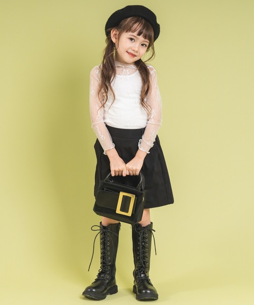 URBAN CHERRY(アーバンチェリー)の「レースデザインシースルートップス(Tシャツ/カットソー・キッズ・アイボリー/ブラック・120cm/150cm/140cm/130cm/110cm)」の11枚目の写真