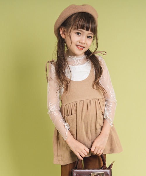 URBAN CHERRY(アーバンチェリー)の「レースデザインシースルートップス(Tシャツ/カットソー・キッズ・アイボリー/ブラック・120cm/150cm/140cm/130cm/110cm)」の12枚目の写真