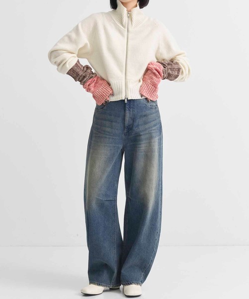 STUDIOUS(ステュディオス)の「【STUDIOUS/ステュディオス】バイカラーネップアームウォーマー(アームカバー・レディース・ベージュ/レッド・FREE)」の7枚目の写真