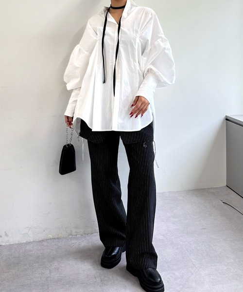 Six M（シックスエム）の「【SixM/シックスエム】デザインシャツ（シャツ/ブラウス・レディース・ブラック/サックスブルー/オフホワイト・FREE）」の10枚目の写真