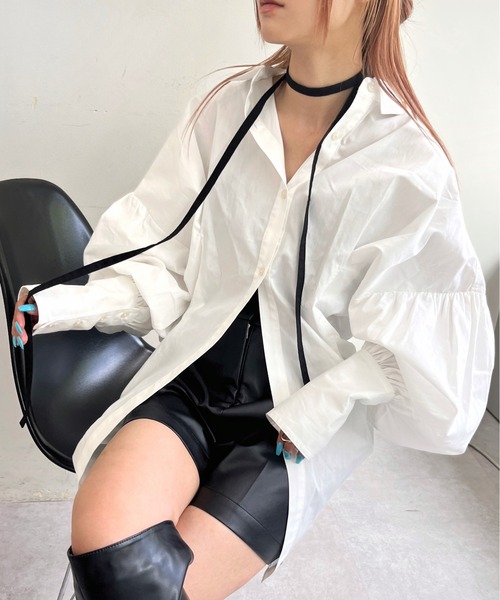 Six M（シックスエム）の「【SixM/シックスエム】デザインシャツ（シャツ/ブラウス・レディース・ブラック/サックスブルー/オフホワイト・FREE）」の11枚目の写真