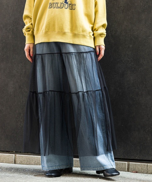 BAYFLOW（ベイフロー）の「チュールティアードスカート（スカート・レディース・オフホワイト/ブラック/スモーク/グレー・FREE）」の18枚目の写真