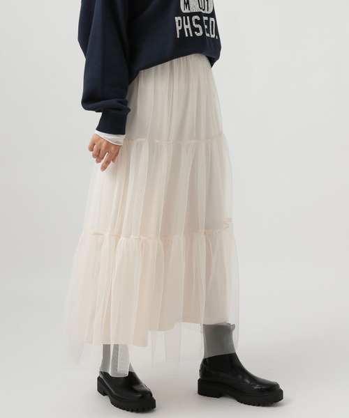 BAYFLOW（ベイフロー）の「チュールティアードスカート（スカート・レディース・オフホワイト/ブラック/スモーク/グレー・FREE）」の15枚目の写真