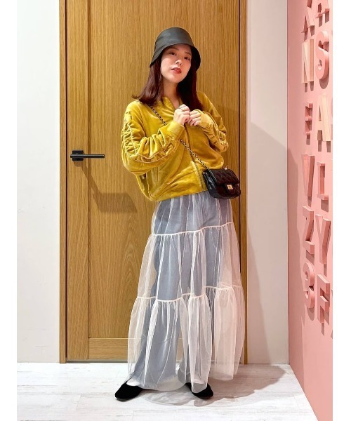 BAYFLOW（ベイフロー）の「チュールティアードスカート（スカート・レディース・オフホワイト/ブラック/スモーク/グレー・FREE）」の5枚目の写真