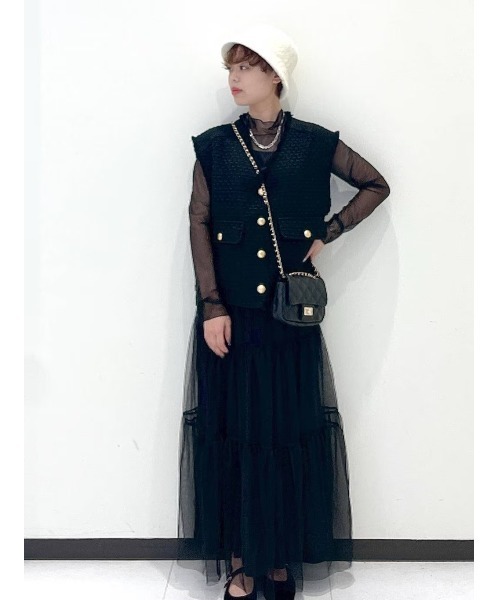 BAYFLOW（ベイフロー）の「チュールティアードスカート（スカート・レディース・オフホワイト/ブラック/スモーク/グレー・FREE）」の8枚目の写真