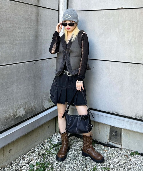 sedacle(セダクル)の「suede×fur vest(ベスト・レディース・ブラウン/グレー・FREE)」の7枚目の写真