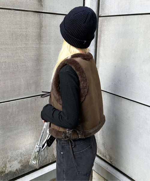 sedacle(セダクル)の「suede×fur vest(ベスト・レディース・ブラウン/グレー・FREE)」の12枚目の写真