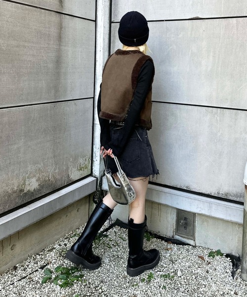 sedacle(セダクル)の「suede×fur vest(ベスト・レディース・ブラウン/グレー・FREE)」の16枚目の写真