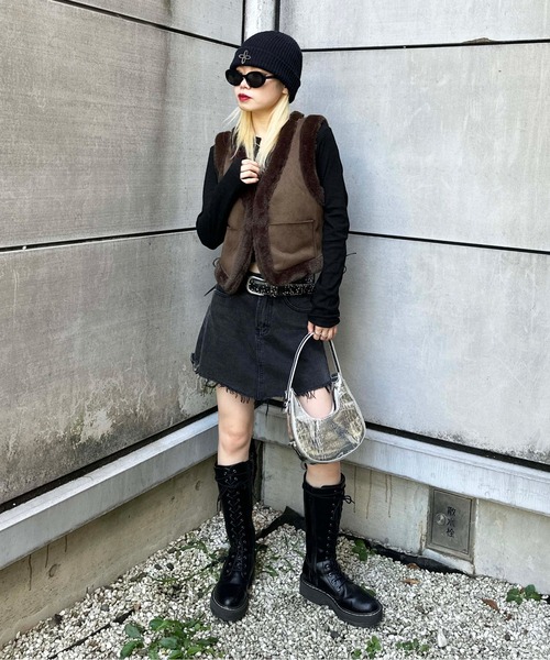 sedacle(セダクル)の「suede×fur vest(ベスト・レディース・ブラウン/グレー・FREE)」の14枚目の写真