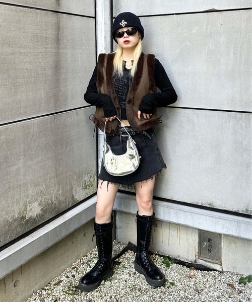 sedacle(セダクル)の「suede×fur vest(ベスト・レディース・ブラウン/グレー・FREE)」の15枚目の写真