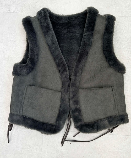 sedacle(セダクル)の「suede×fur vest(ベスト・レディース・ブラウン/グレー・FREE)」の17枚目の写真