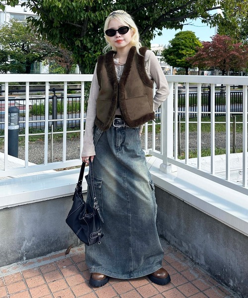 sedacle(セダクル)の「suede×fur vest(ベスト・レディース・ブラウン/グレー・FREE)」の21枚目の写真
