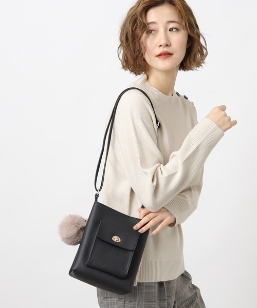 grove（グローブ）の「◆ヒネリポケファーポン付きミニショルダー（ショルダーバッグ・レディース・ダークグリーン/サンドベージュ/ライトグレー/ブラック・00）」の5枚目の写真