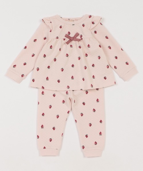 petit main（プティマイン）の「GIRLSキルトパジャマ（アンサンブル・キッズ・アイボリー/マルチ/ライトピンク・80ｃｍ/90cm/100cm/110cm/120cm/130cm）」の3枚目の写真