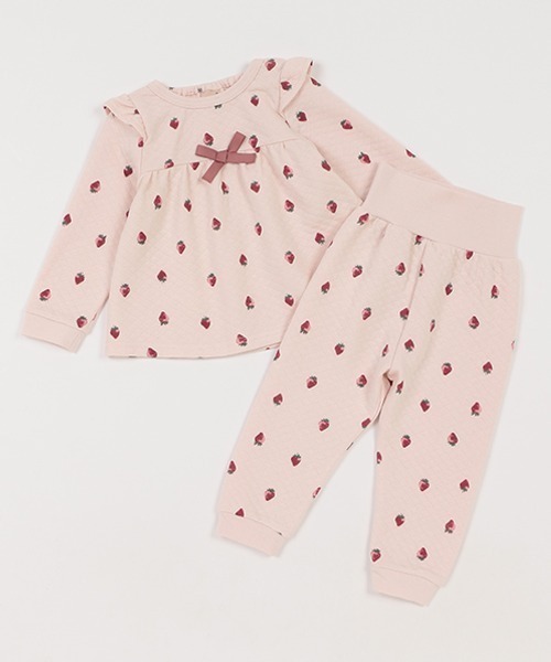 petit main（プティマイン）の「GIRLSキルトパジャマ（アンサンブル・キッズ・アイボリー/マルチ/ライトピンク・80ｃｍ/90cm/100cm/110cm/120cm/130cm）」の6枚目の写真