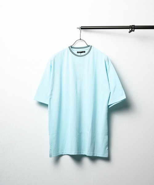 Bling Leads(ブリングリーズ)の「【Bling Leads】鹿の子ライン入り刺繍クルーTシャツ(Tシャツ/カットソー・メンズ・ピンク/チャコールグレー/サックスブルー/ネイビー/ホワイト/ワイン・LARGE/MEDIUM)」の4枚目の写真